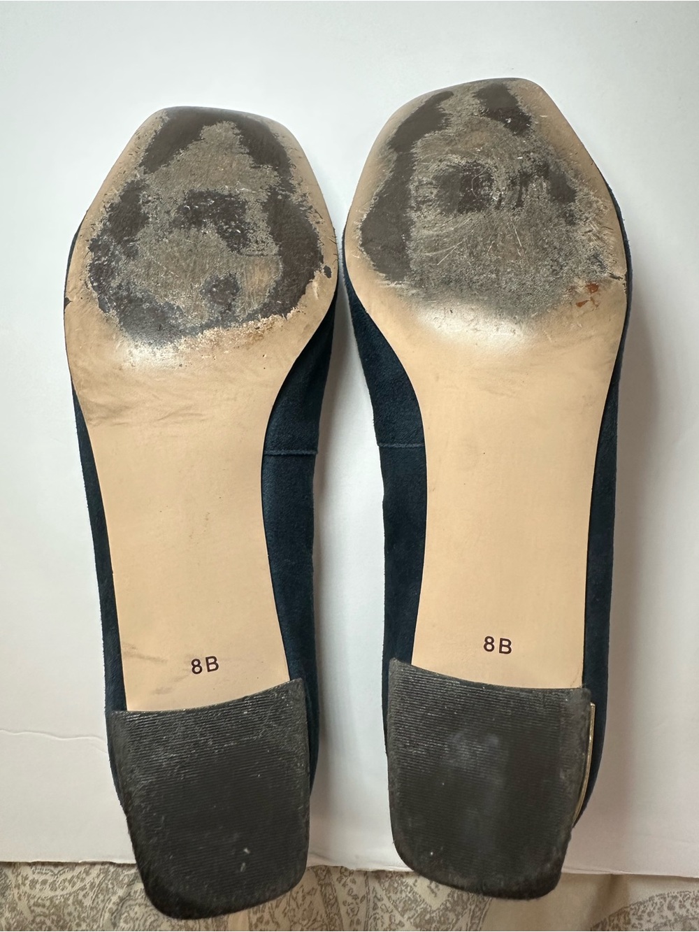 TALBOTS Women’s Teal Blue Suede Gold Buckle Trim Classic Low Block Heels- Size 8 - Picture 5 of 13